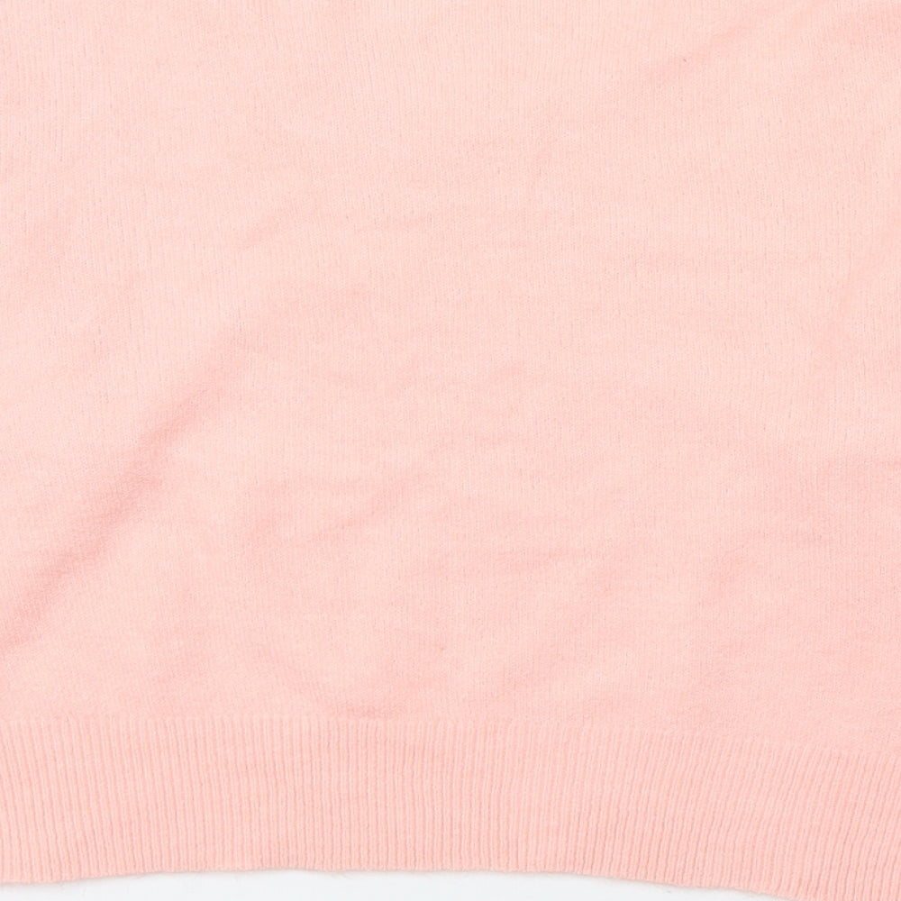 2Xtrenz Womens Pink V-Neck Acrylic Pullover Jumper Size XL
