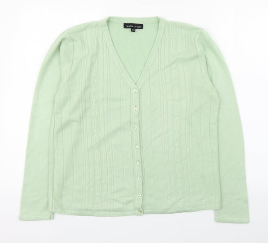 Womens UK Size S Lauren Taylor Green Cardigan Jumper