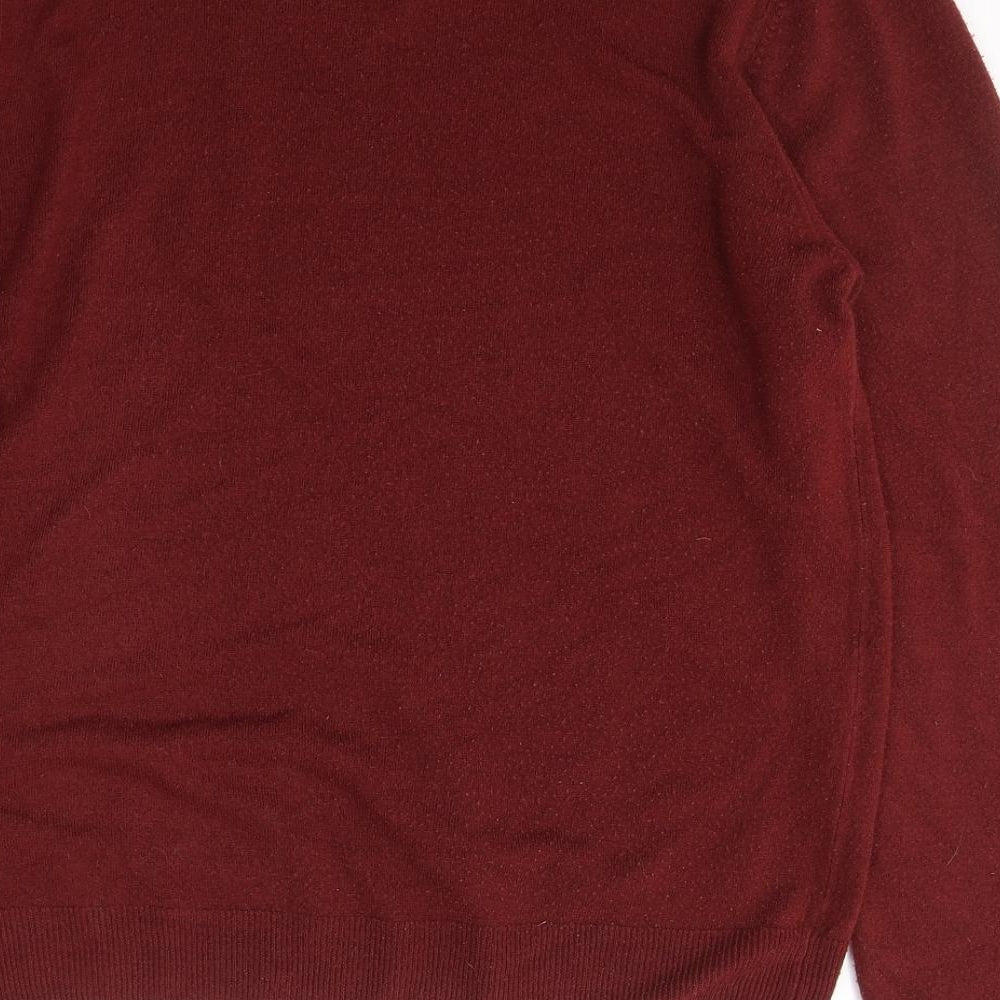 Marks and Spencer Mens Red V-Neck Acrylic Pullover Jumper Size L