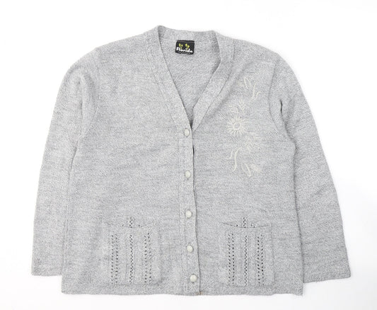 Womens UK Size S Florida Grey Cardigan Jumper