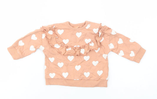 George Baby Pink Geometric Cotton Pullover Jumper Size 3-6 Months Snap - Heart Print
