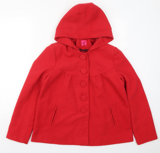George Womens Red Pea Coat Coat Size 12 Button