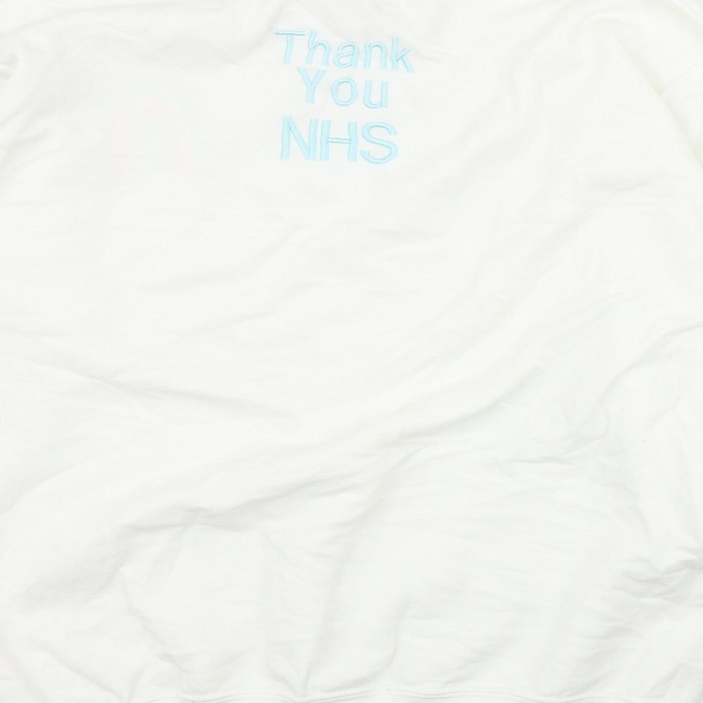 M&C Womens White Cotton Pullover Sweatshirt Size S Pullover - 'Thank you NHS'