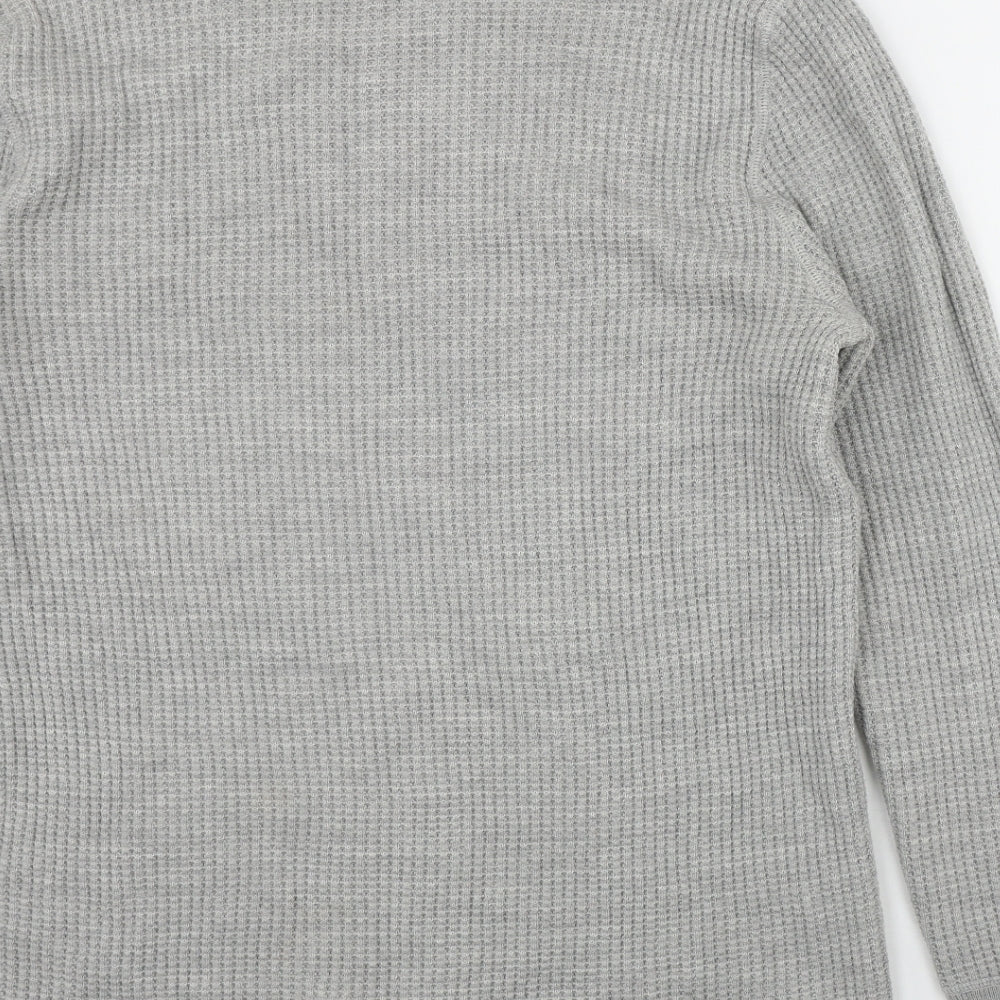 H&M Mens Grey Round Neck Acrylic Pullover Jumper Size L