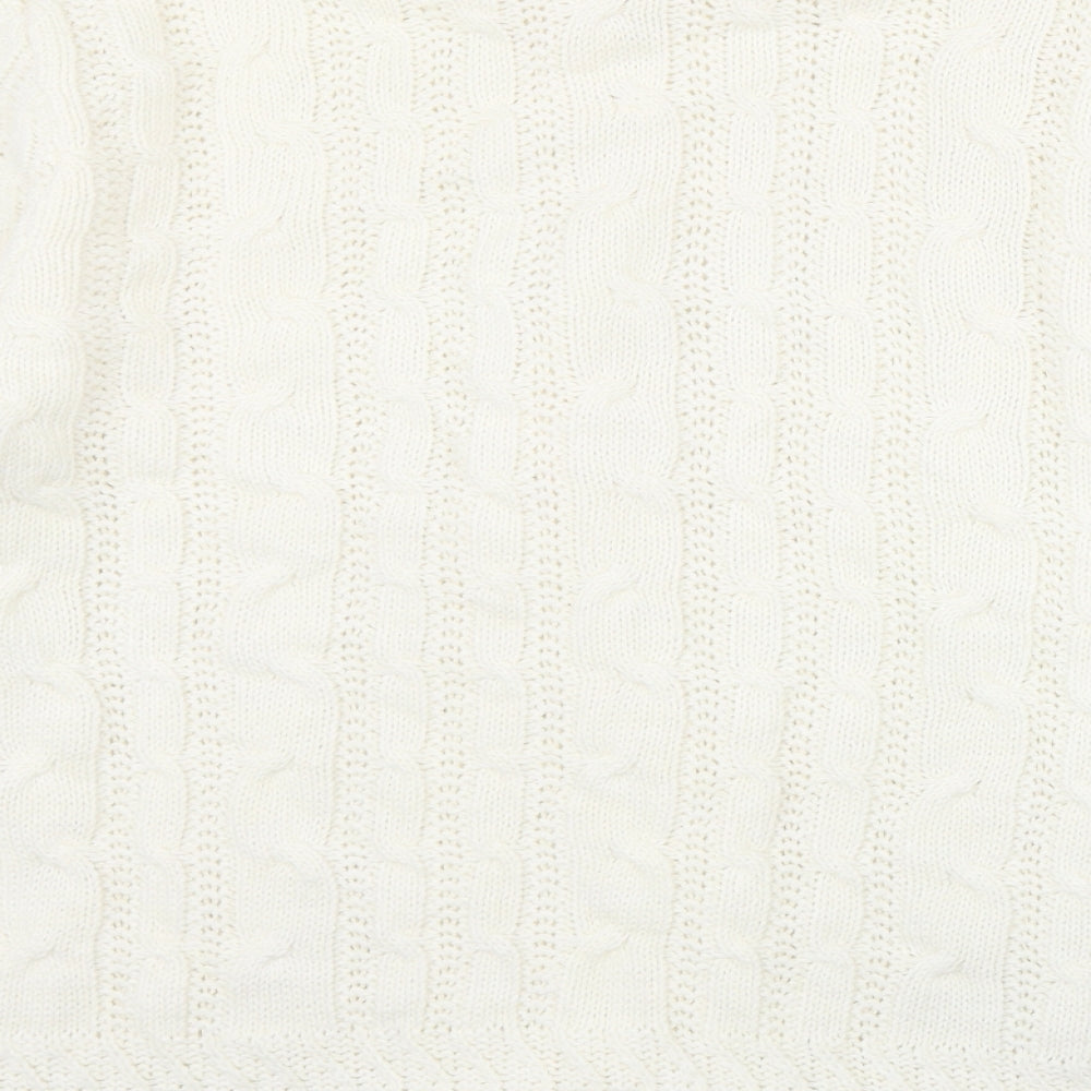 Brand and care label for Fashion Alert women’s ivory v-neck acrylic cardigan jumper, size S