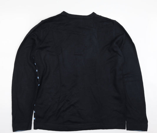 Burton Mens Blue Crew Neck Striped Acrylic Pullover Jumper Size L