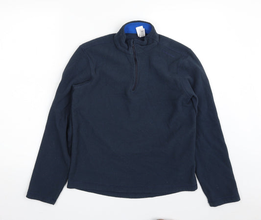 Additional front view of Quechua women’s blue 100% polyester pullover sweatshirt, size S, zip