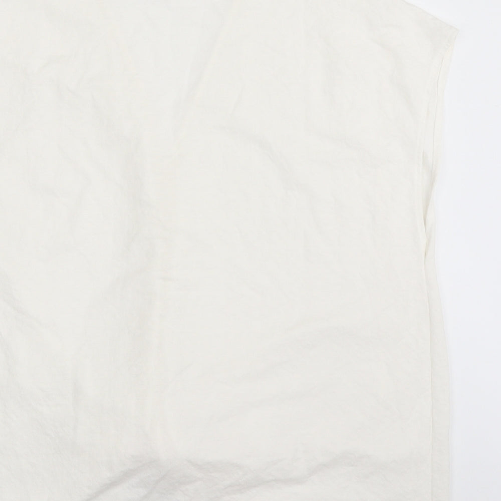 Primark Womens White Viscose Basic Blouse Size 10 V-Neck - Tie