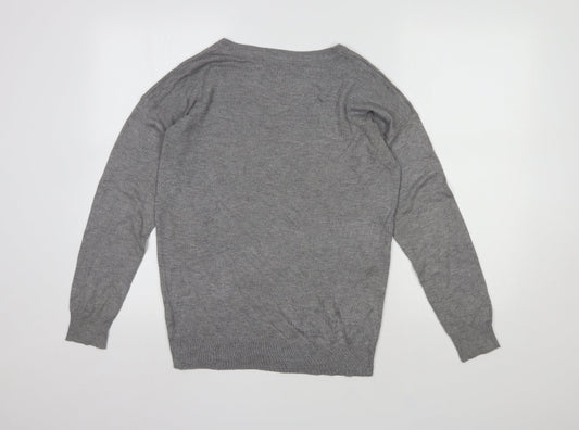 Primark Womens Grey Round Neck Viscose Pullover Jumper Size 12