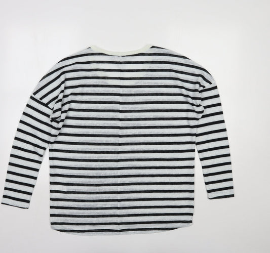 b.young Womens Multicoloured Scoop Neck Striped Polyester Pullover Jumper Size M