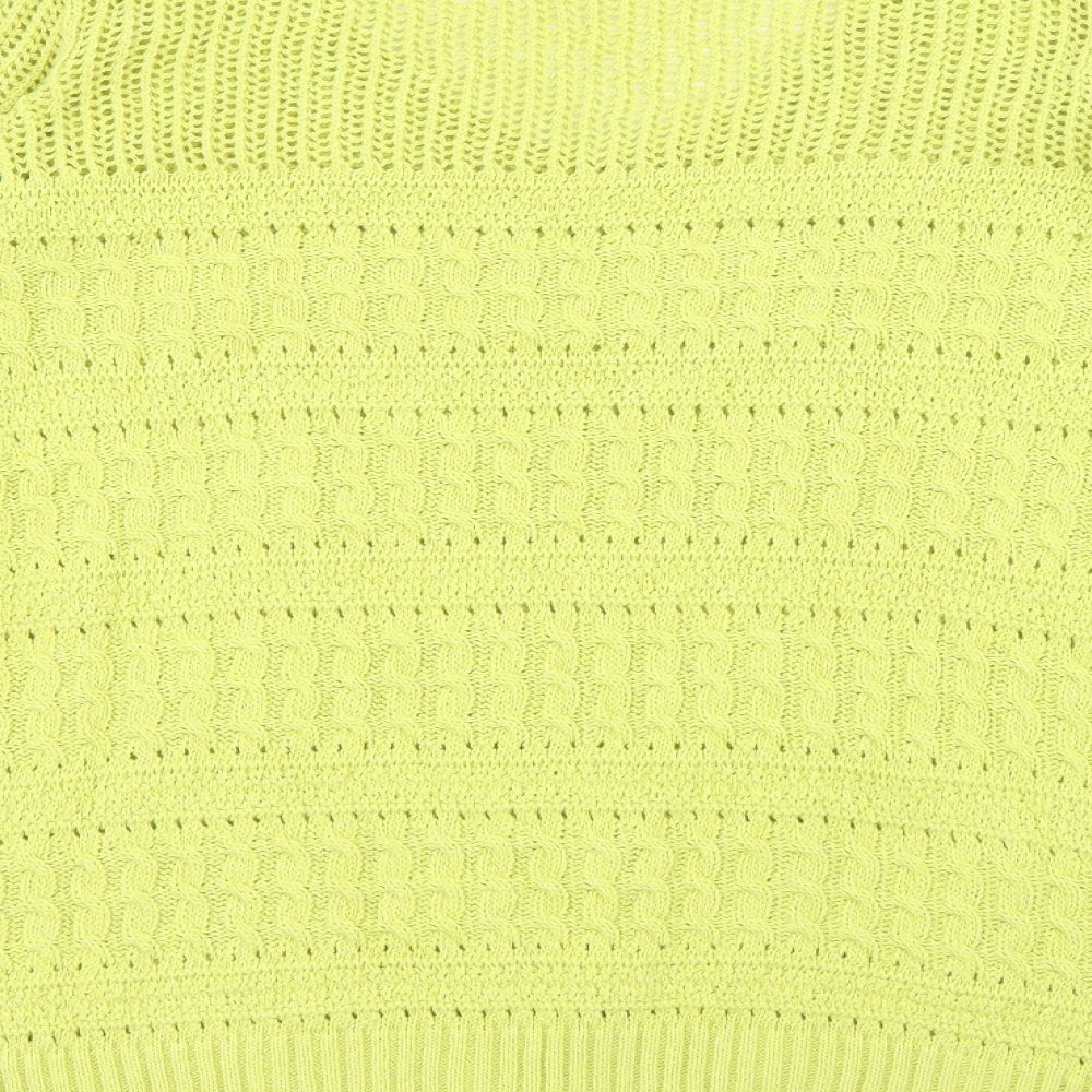 George Womens Green V-Neck Cotton Pullover Jumper Size 14