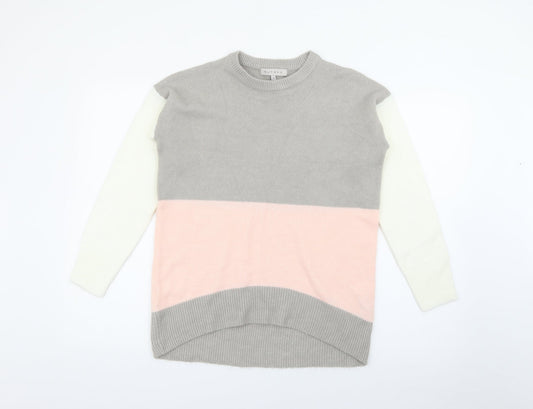 Additional front view of Nutmeg women’s multicoloured crew neck acrylic jumper, size UK 10