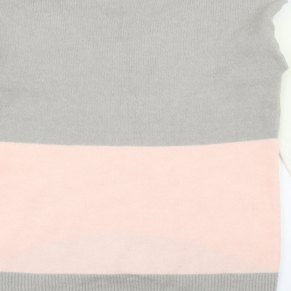 Nutmeg Womens Multicoloured Crew Neck  Acrylic Pullover Jumper Size 10