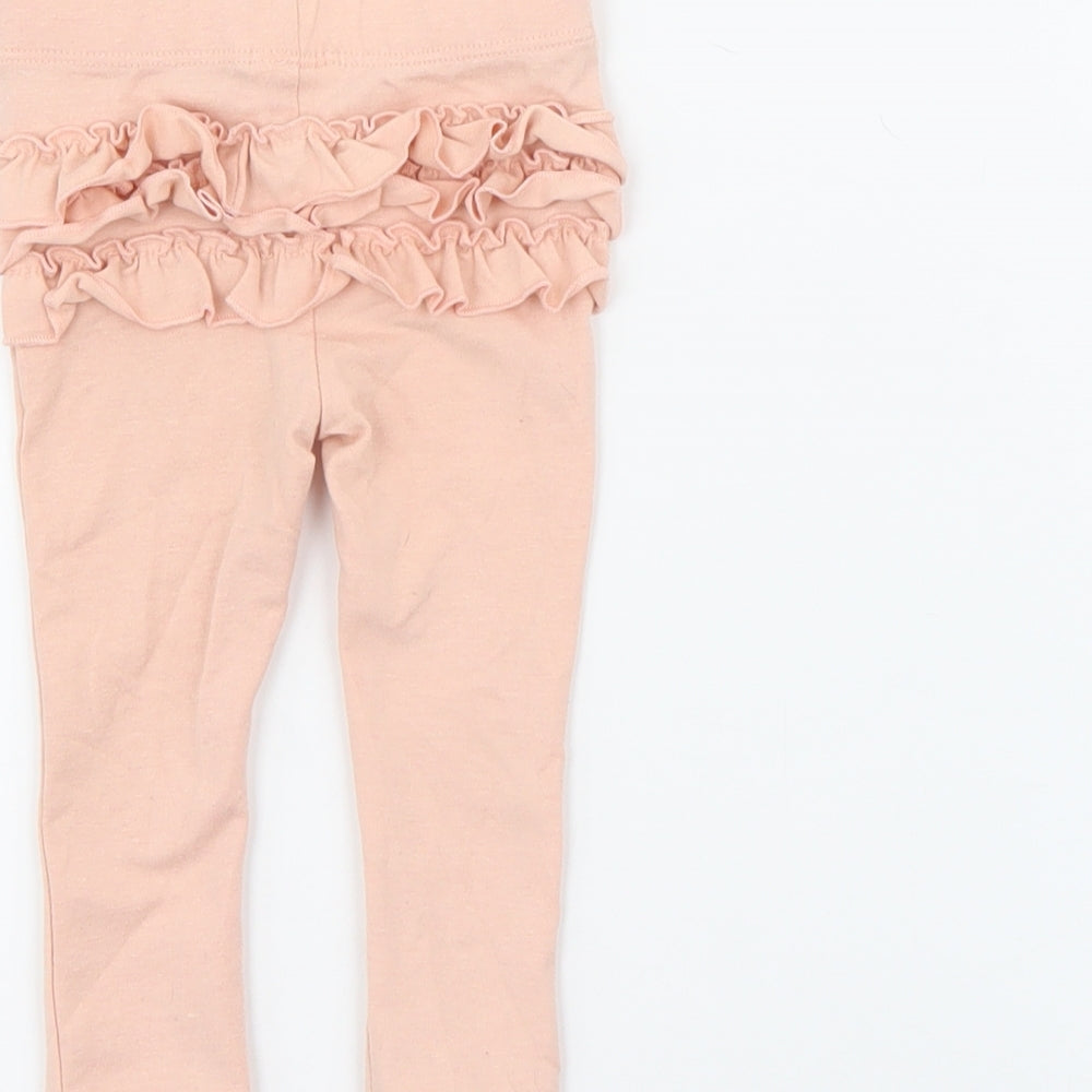 Preworn1 Girls Pink Cotton Pedal Pusher Leggings Size 3-6 Months