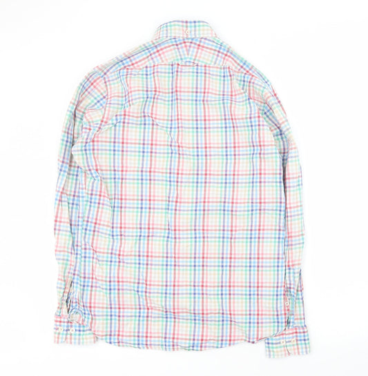Thomas Mayes Mens Multicoloured Plaid Cotton Button-Up Size S Collared Button