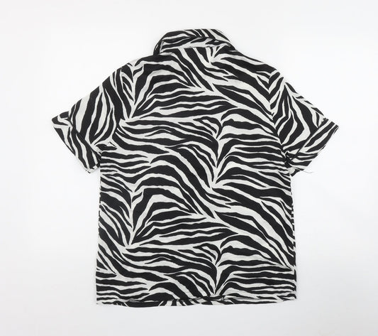 Womens UK Size 10 New Look Black Basic Button-Up