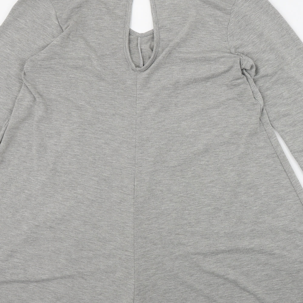 Boohoo Womens Grey Polyester Playsuit One-Piece Size 10 L3 in Button