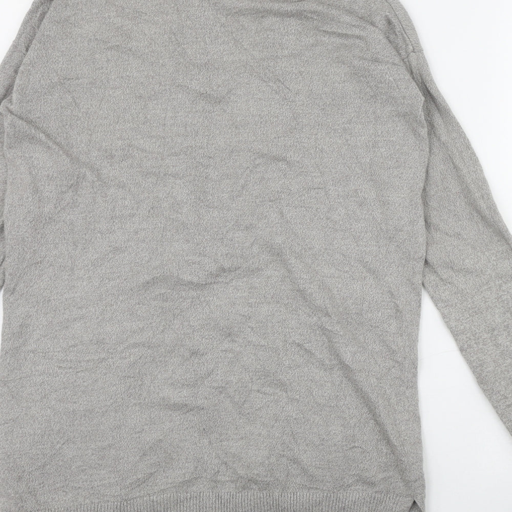 ESMARA Womens Grey V-Neck Cotton Cardigan Jumper Size 10