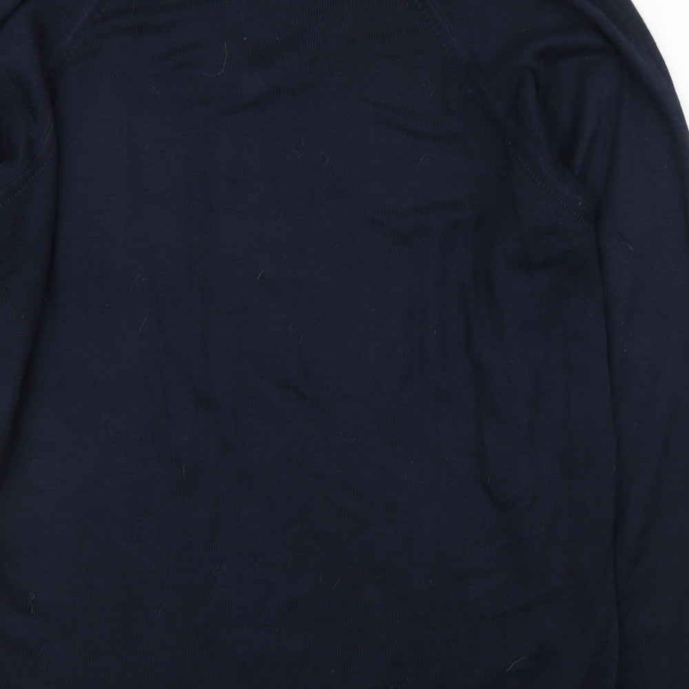 Greenwoods Mens Blue V-Neck Acrylic Pullover Jumper Size XL