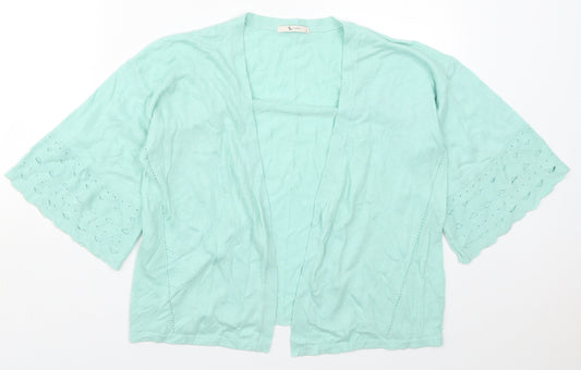 Additional front view of Tu women’s green v-neck nylon cardigan jumper, size UK 12