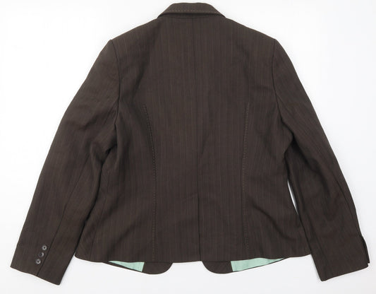 F&F Womens Brown Striped Polyester Jacket Suit Jacket Size 18