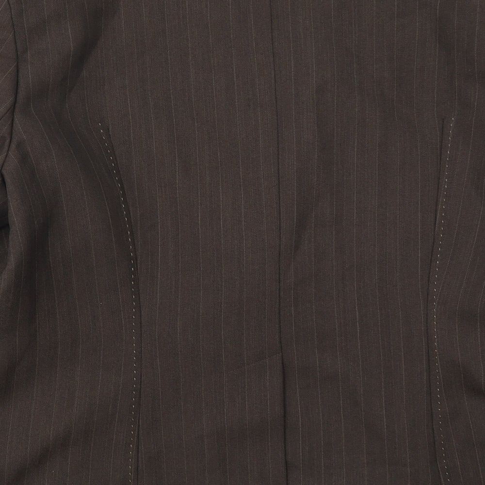 F&F Womens Brown Striped Polyester Jacket Suit Jacket Size 18