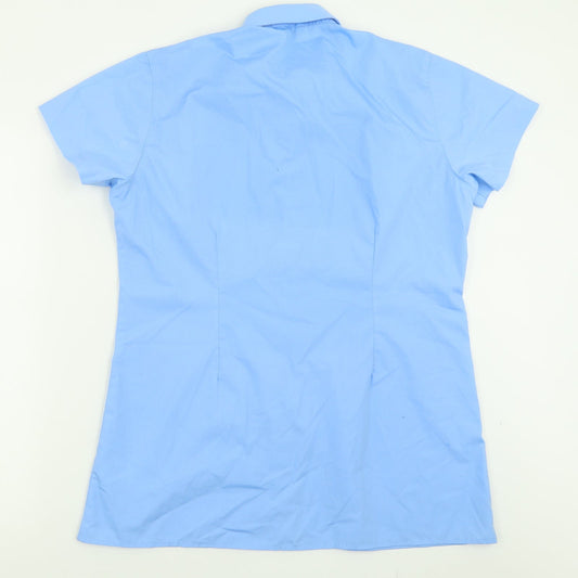 TruTex Mens Blue Polyester Button-Up Size L Collared Button