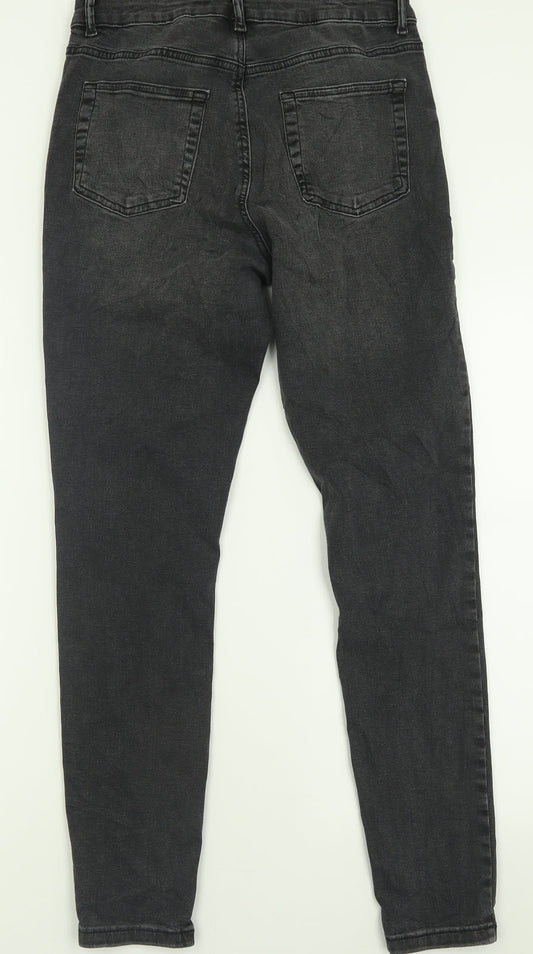 Denim & Co. Womens Black Cotton Skinny Jeans Size 14 L29 in Regular Button