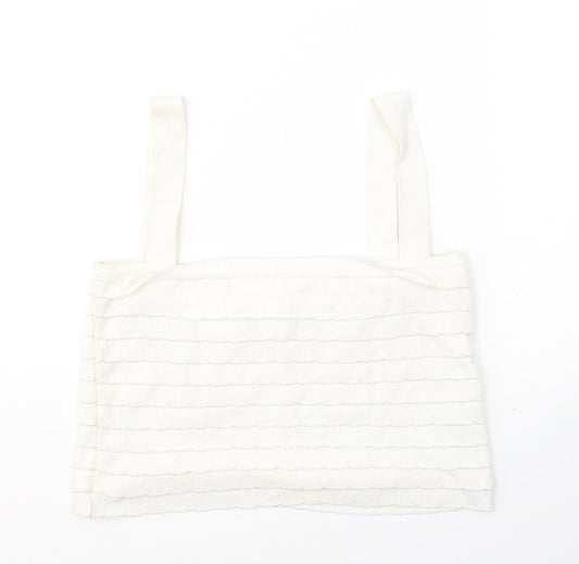 Womens UK Size M Zara White Cropped Tank