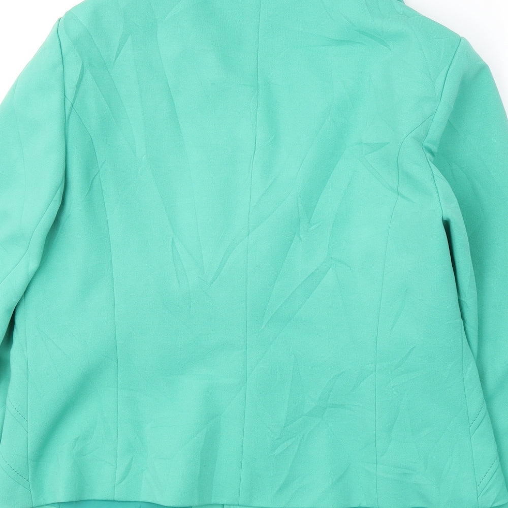 Brand and care label for Holden Fashion women’s green jacket blazer, size M, button