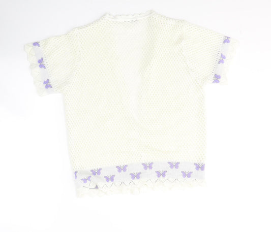 Envy Womens White Round Neck Nylon Cardigan Jumper Size M