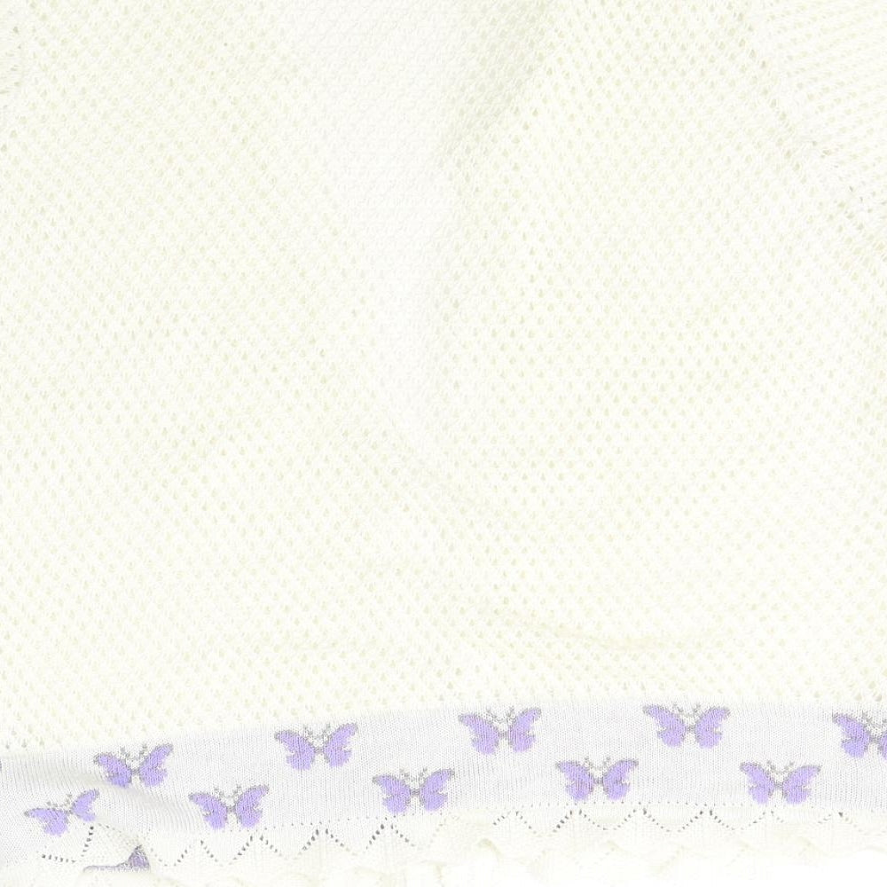 Envy Womens White Round Neck Nylon Cardigan Jumper Size M