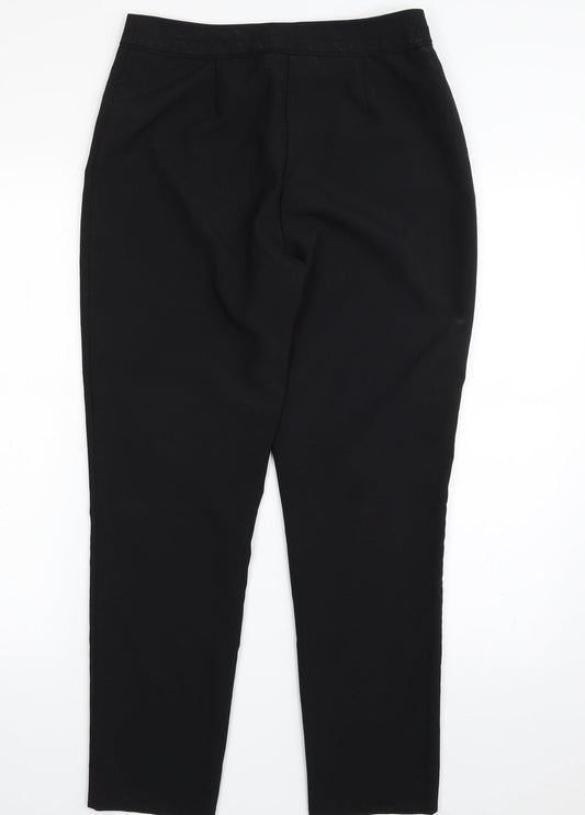 F&F Womens Black Polyester Chino Trousers Size 10 L27 in Regular Zip