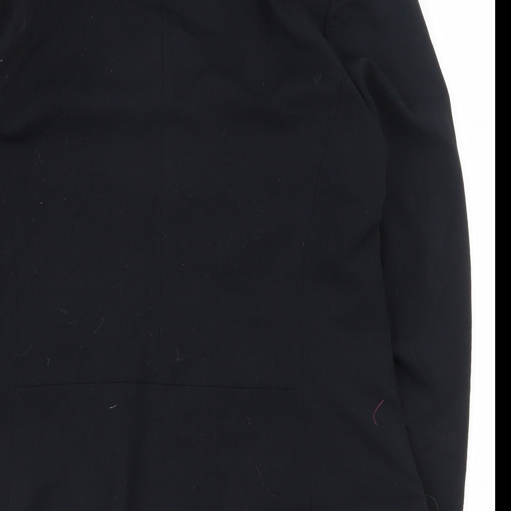 Brand and care label for Marks & Spencer women’s black polyester jacket suit jacket, size UK 12