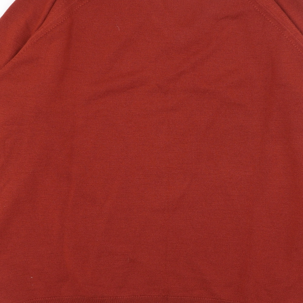 Country Trader Mens Red V-Neck Acrylic Pullover Jumper Size M