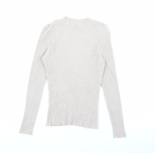 Primark Womens Beige High Neck Viscose Pullover Jumper Size M