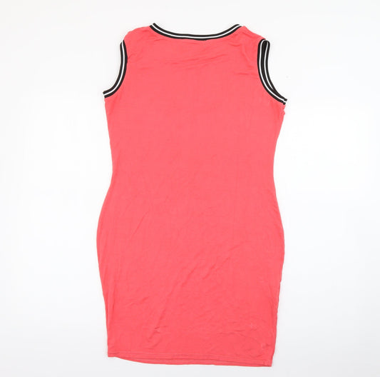 Boohoo Womens Pink Viscose Bodycon Size 12 Crew Neck