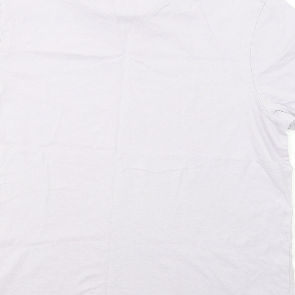 Brand and care label for Slazenger men’s purple cotton t-shirt, size S, crew neck