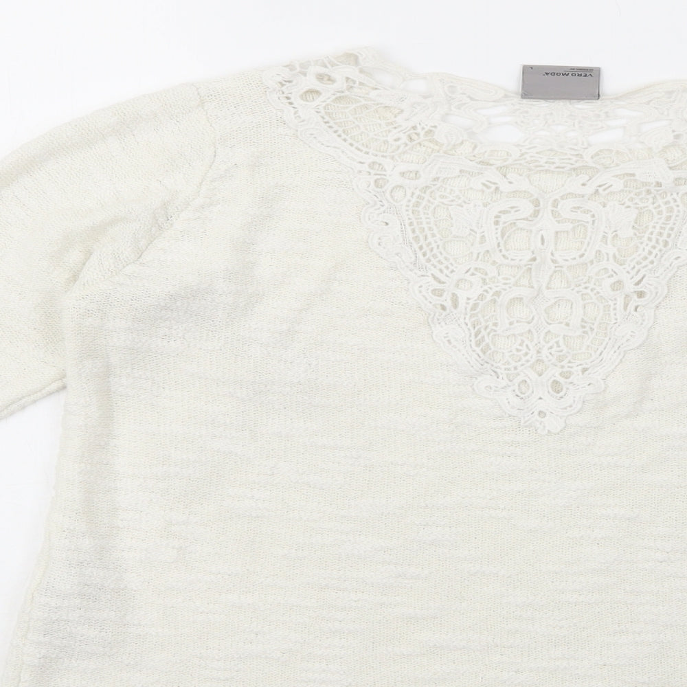 Womens UK Size L VERO MODA White Pullover Jumper