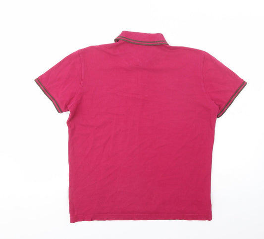 Mexx Mens Pink Cotton Polo Size S Collared Button