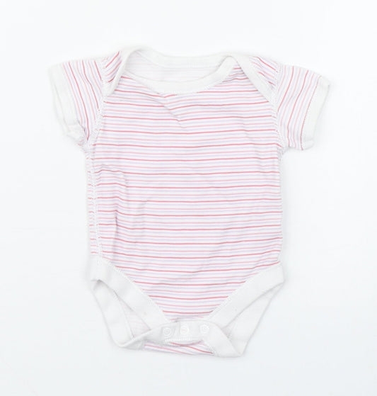 Marks and Spencer Girls Pink Striped 100% Cotton Babygrow One-Piece Size 0-3 Months Button