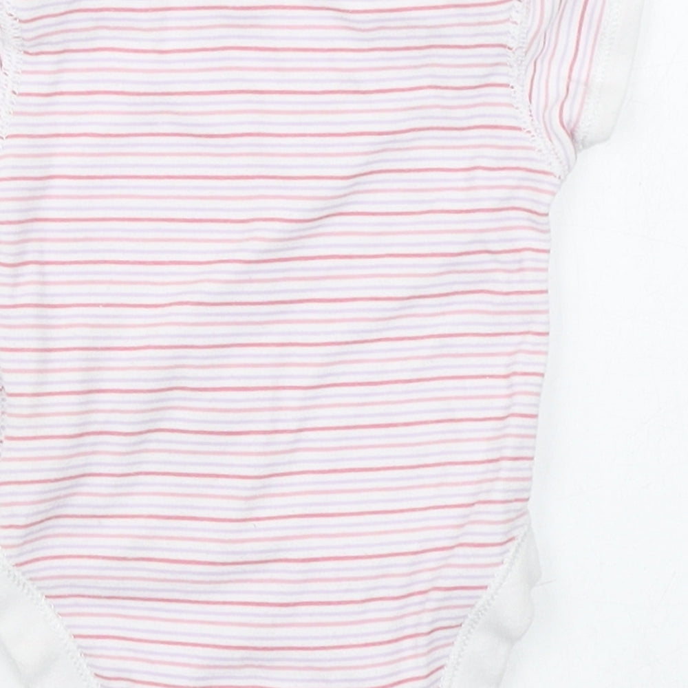 Marks and Spencer Girls Pink Striped 100% Cotton Babygrow One-Piece Size 0-3 Months Button