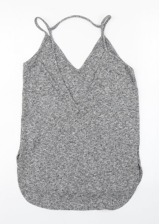 Primark Womens Grey Viscose Basic Tank Size 10 V-Neck