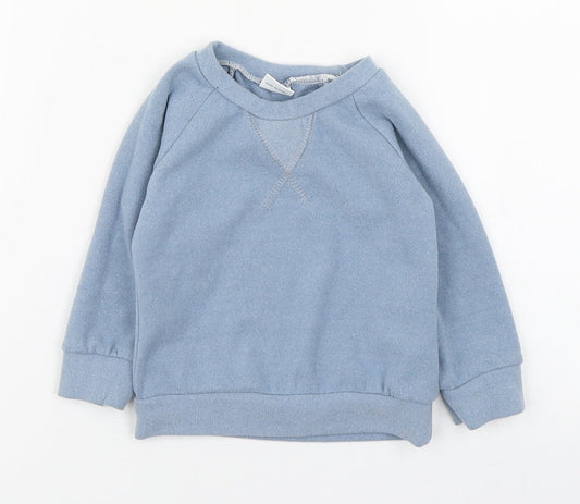 Preworn Baby Blue Cotton Pullover Jumper Size 6-9 Months