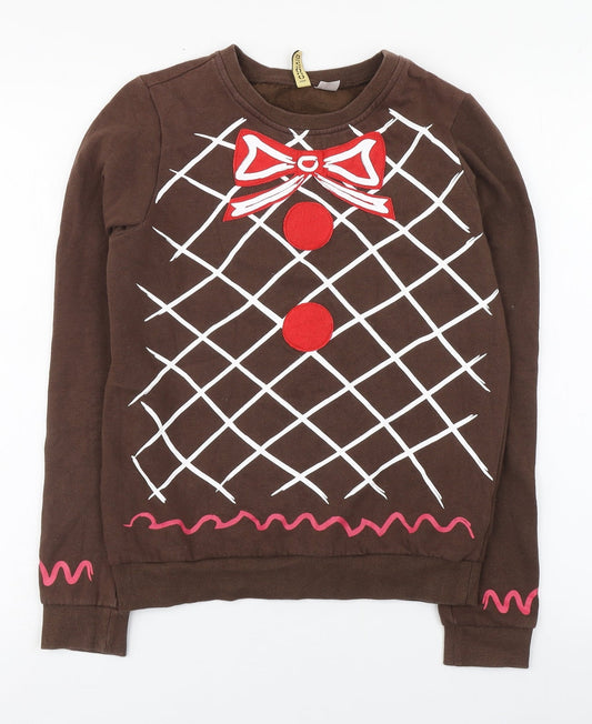Additional front view of Divided women’s brown cotton pullover sweatshirt, size XS, - gingerbread