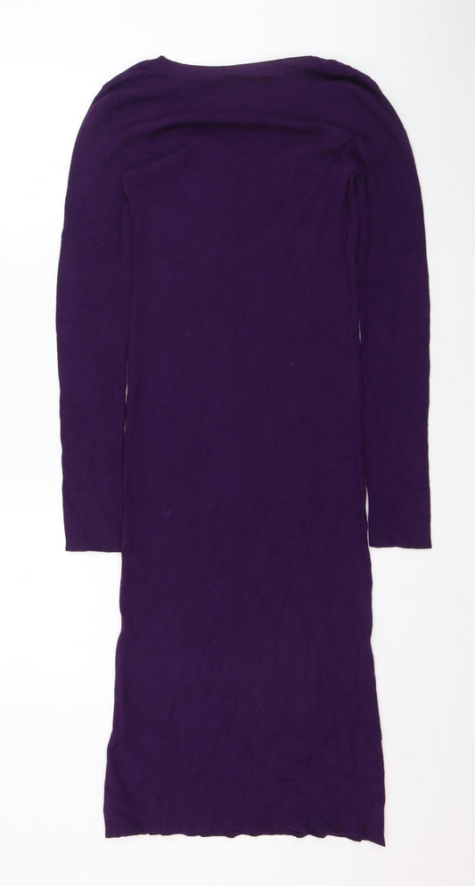 Oasis Womens Purple Viscose Pencil Dress Size S Round Neck Pullover