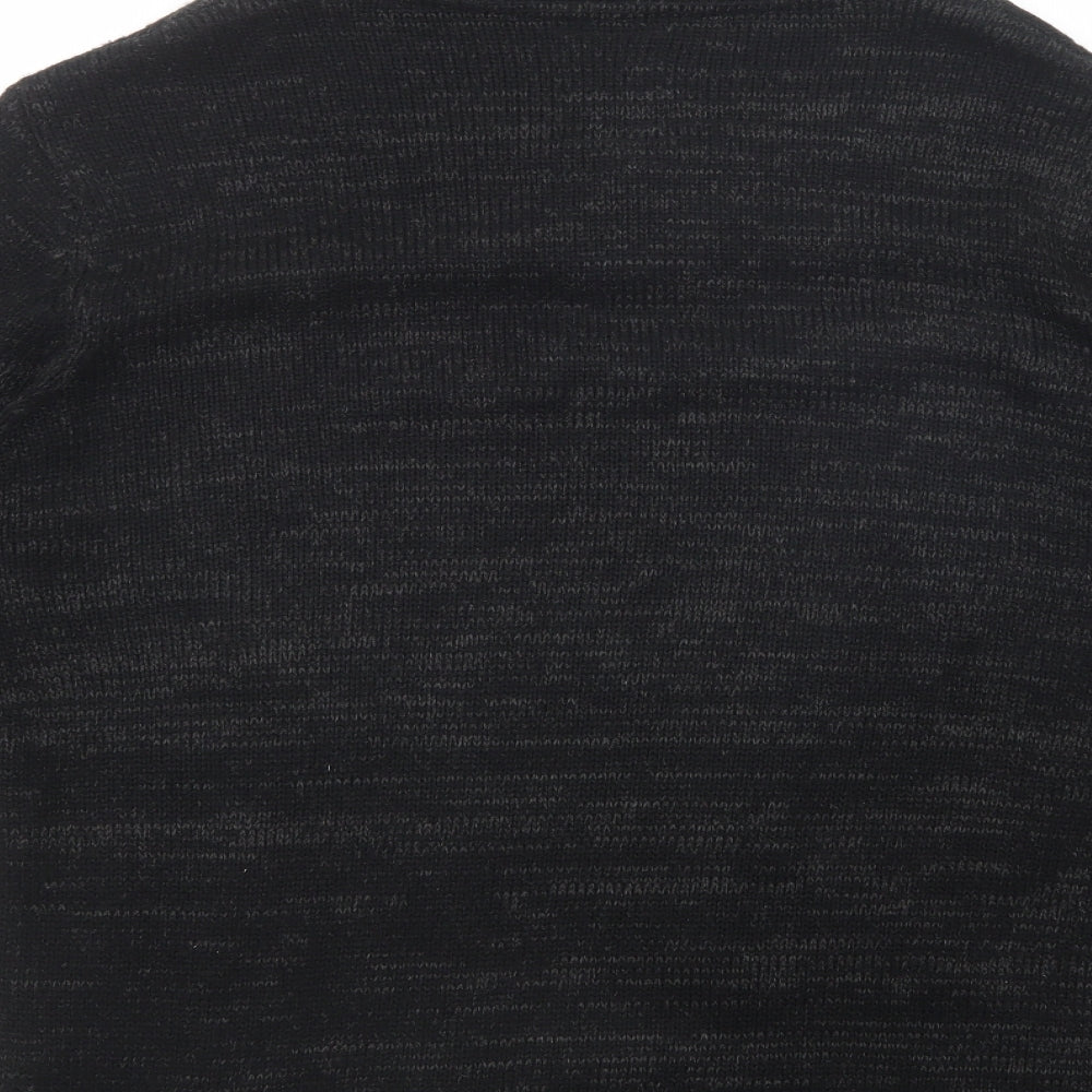 Peacocks Mens Black Collared Acrylic Pullover Jumper Size M