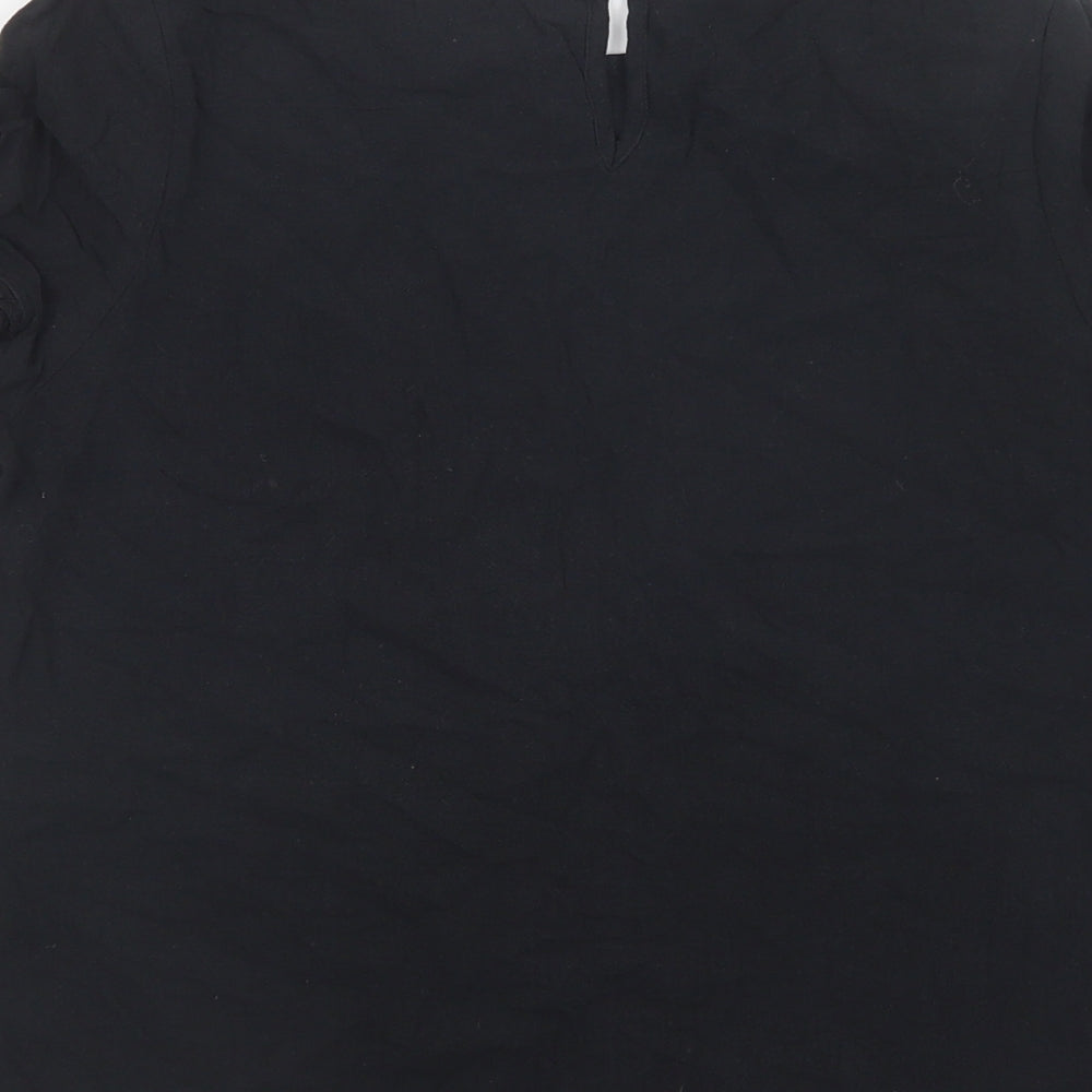 SheIn Womens Black Cotton Basic Blouse Size S Crew Neck - Lace Detail