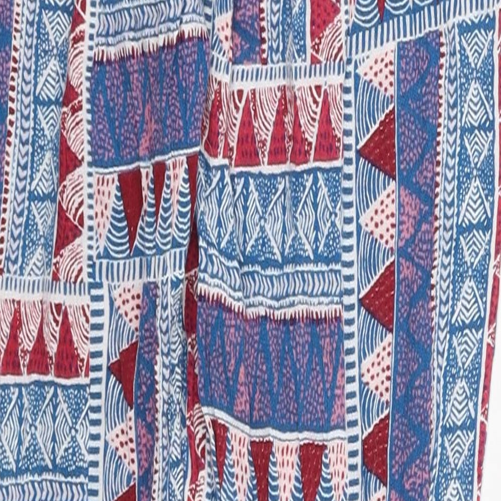 George Womens Blue Geometric Viscose Trousers Size 8 L25 in Regular Drawstring