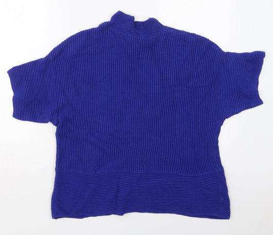TU Womens Blue Mock Neck Cotton Pullover Jumper Size 12